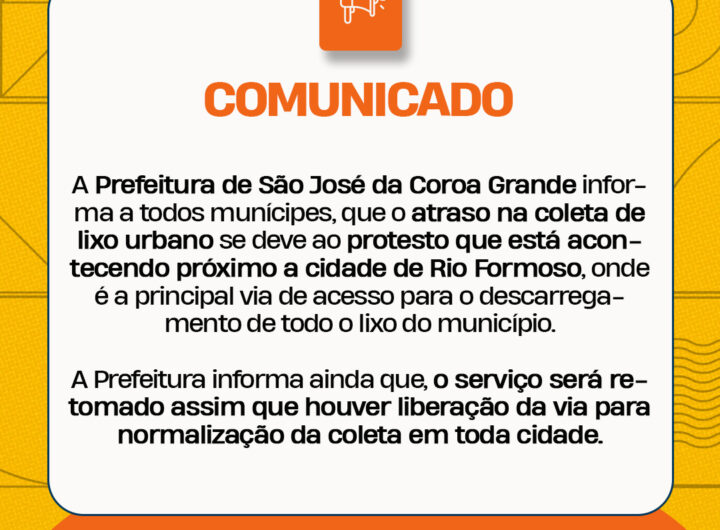 Prefeitura de São José informa sobre o atraso da coleta de lixo